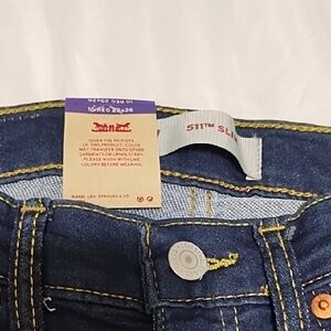 NWT Levi's Boys 511 Slim Jeans With Adjustable Waist. Sz 10, 25x26